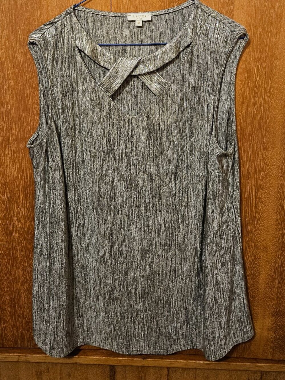 Laura shimmery silver sleeveless blouse 1X